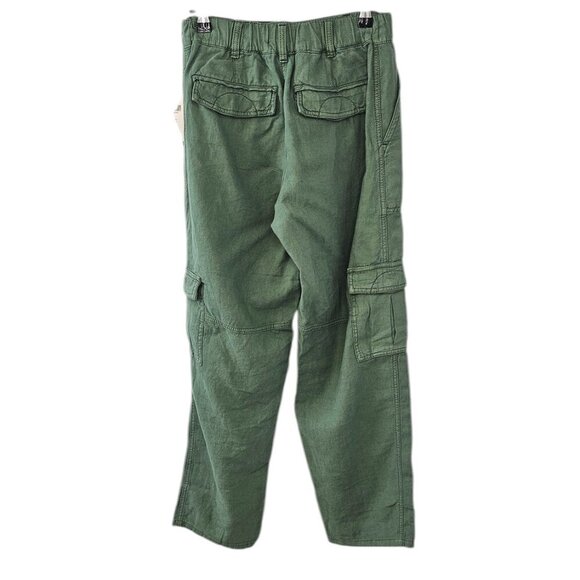 Anthropologie Pilcro Slim Linen Blend Beach Cargo Pants, Green, Size XS, NWT - Picture 2 of 10